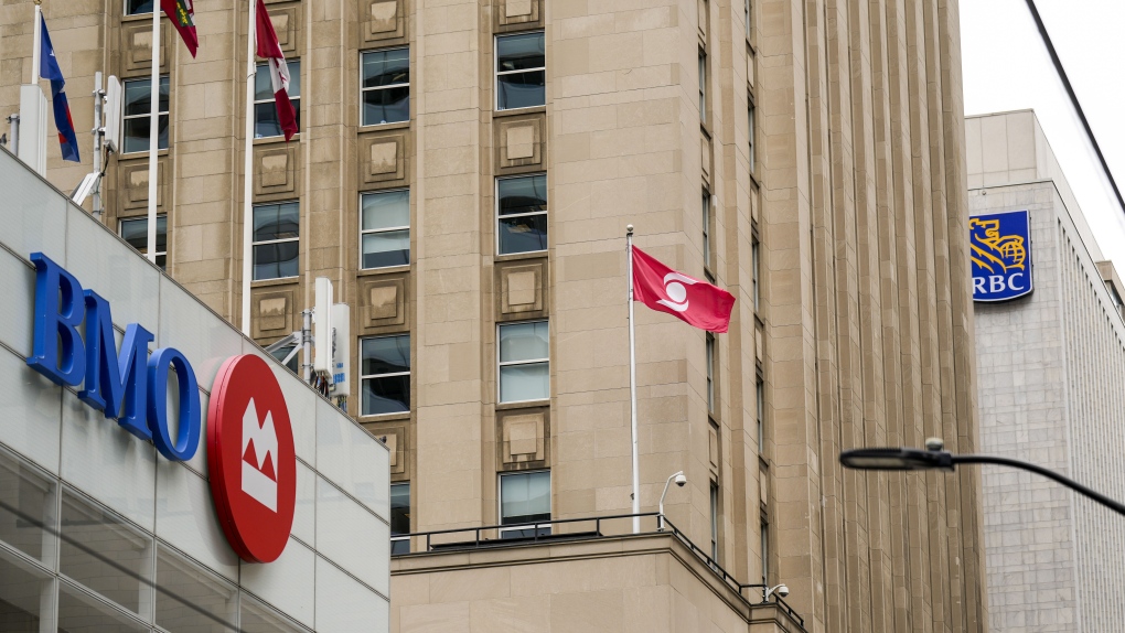 Bank of Montreal, Bank of Nova Scotia and Royal Bank of Canada signage is pictured in the financial district in Toronto, Friday, Sept. 8, 2023. THE CANADIAN PRESS/Andrew Lahodynskyj