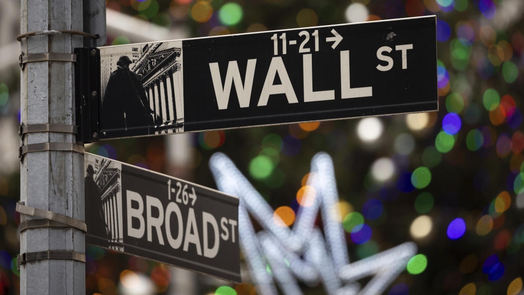 A sign at the intersection of Broad and Wall streets is shown outside the New York Stock Exchange, Monday, Dec. 11, 2023, in New York. (AP Photo/Yuki Iwamura, File)