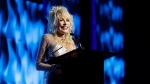 Dolly Parton speaks onstage at the 53rd Anniversary Nashville Songwriters Hall of Fame Gala at Music City Center on Oct. 11 in Nashville. (Jason Kempin/Getty Images)