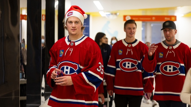 The Montreal Canadiens bring Christmas cheer to children at Sainte-Justine, the Montreal Children's and the Shriners. (Vitor Munhoz and Pierre Bourgault/Club de hockey Canadien Inc.)