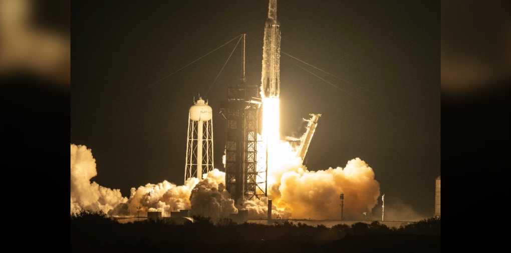 A SpaceX Falcon Heavy rocket carrying the X-37B spaceplane for the U.S. Space Force lifts off from Kennedy Space Center in Merritt Island, Fla. early Saturday, December 23, 2023. The space plane blasted off on Thursday, Dec. 28, 2023, on another secretive mission that’s expected to last at least a couple of years. (Craig Bailey/Florida Today via AP)