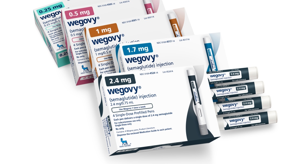 This image provided by Novo Nordisk in January 2023, shows packaging for the company's Wegovy medication. (Novo Nordisk via AP)